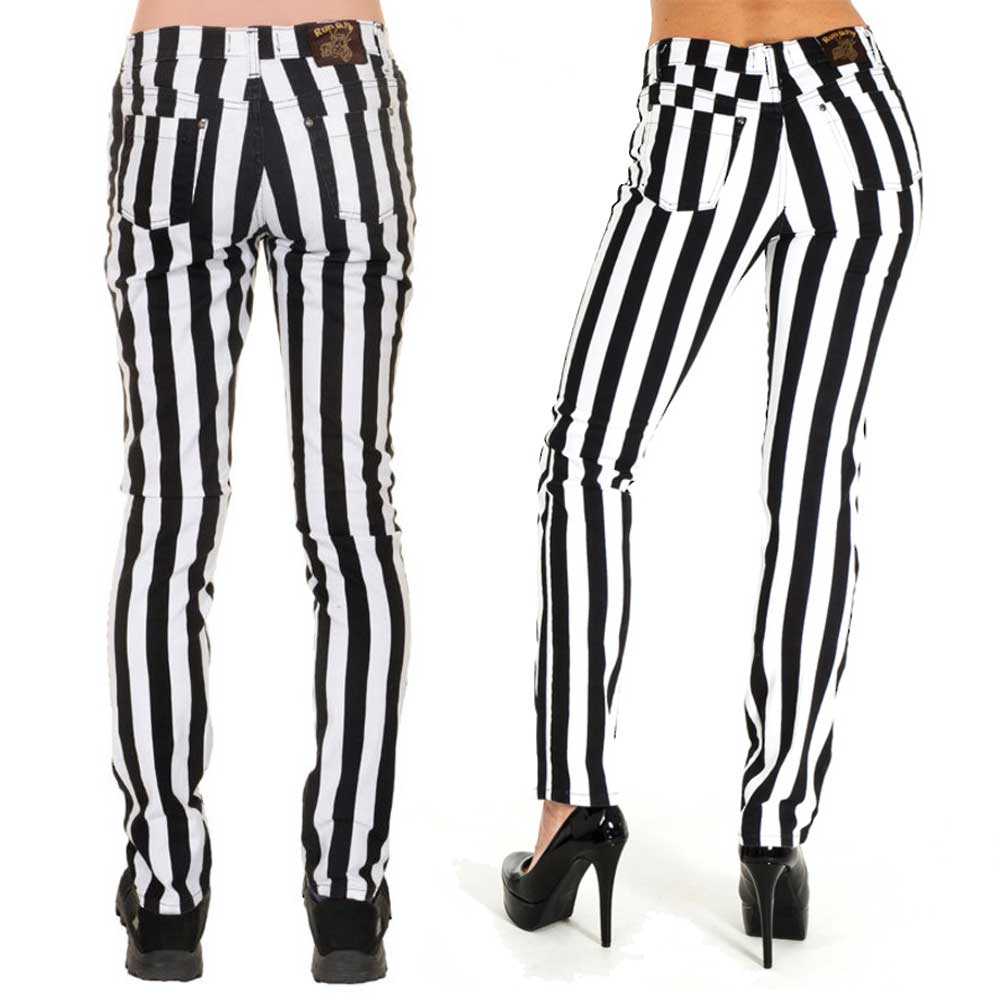 Run Fly Striped Skinny jeans Black White